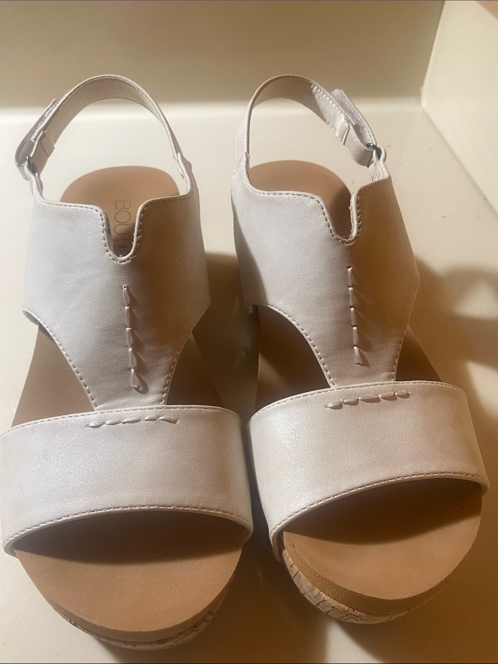 Women's Cream Wedge Slingback Sandals